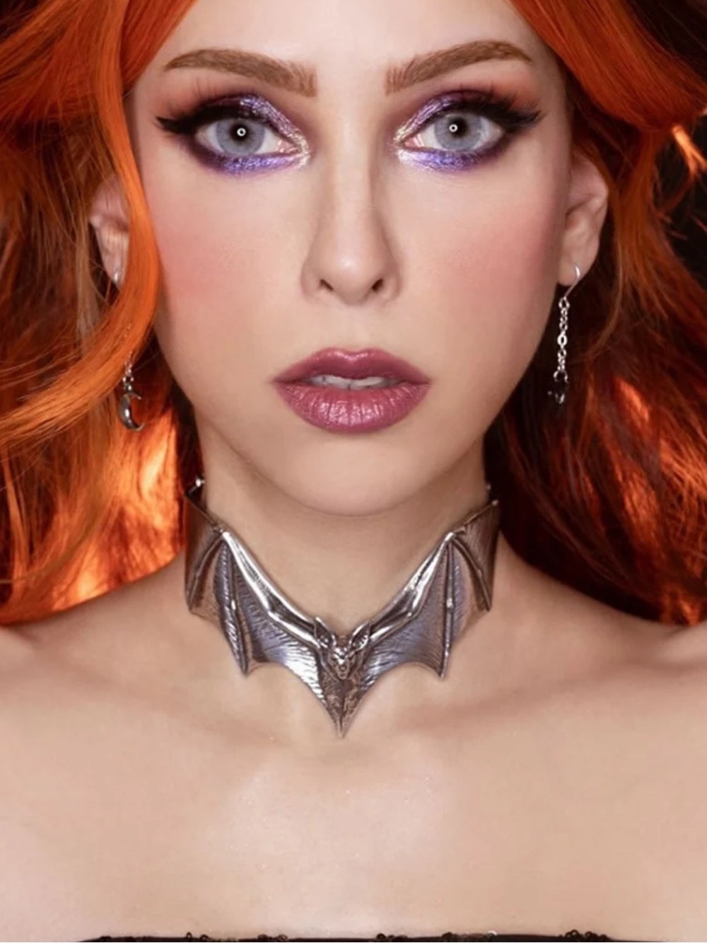 Silver Bat Wing Choker Necklace - Women's Gothic Jewelry
